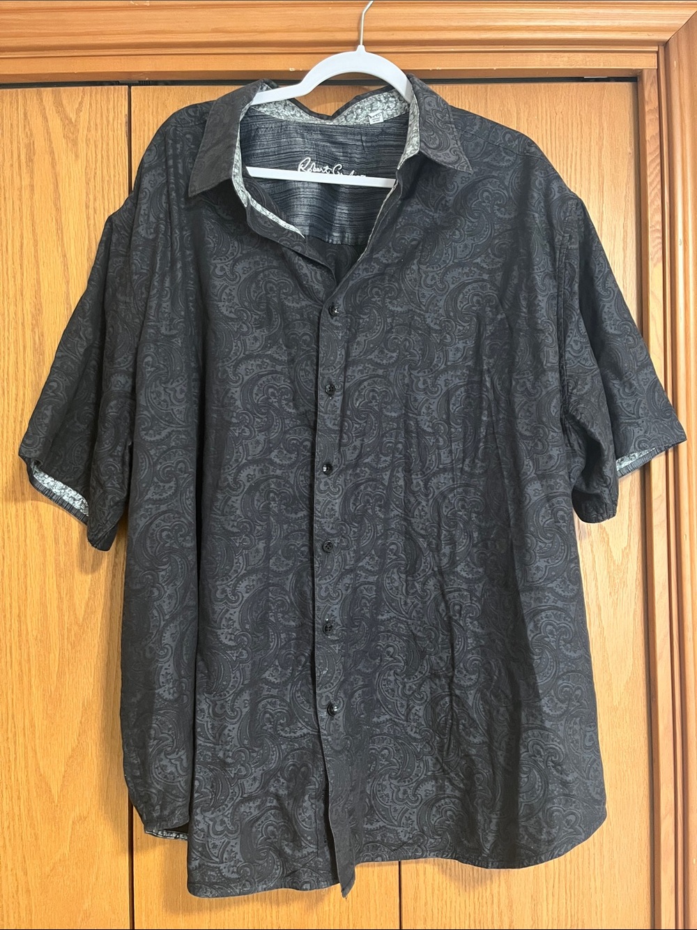 Robert Graham Shirt Mens 3XL Blac Paisley Jacquard Print Button Up Contrast Trim